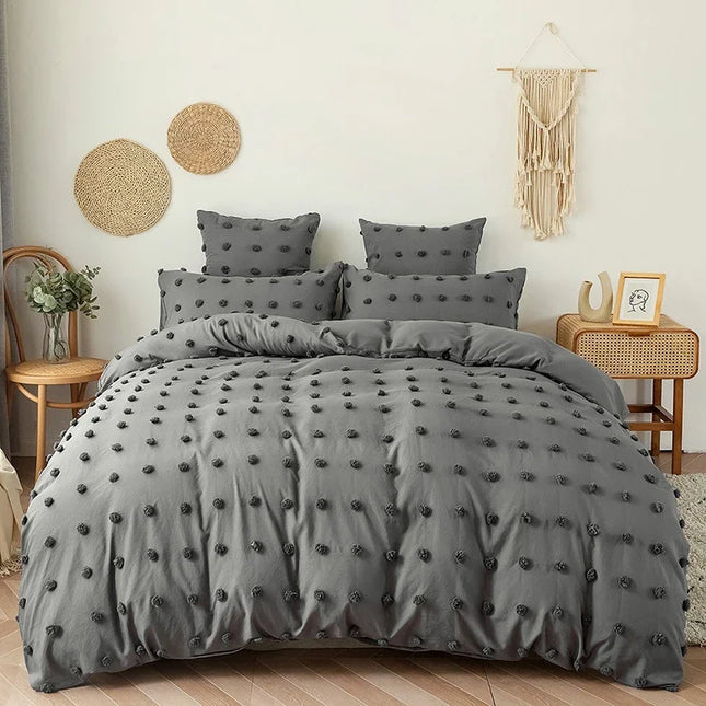 High Quality Crafts with Furball Double Bed Duvet Cover Set 220x240 Tufted King Size Pillow Case