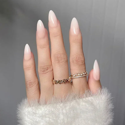 24Pcs French False Nails Almond Fake Nails