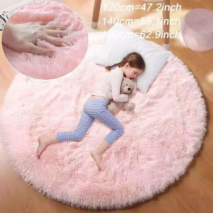 Plush Round Rugs For Girls Bedroom Soft Shaggy White Carpet In The Living Room Bedside Rugs