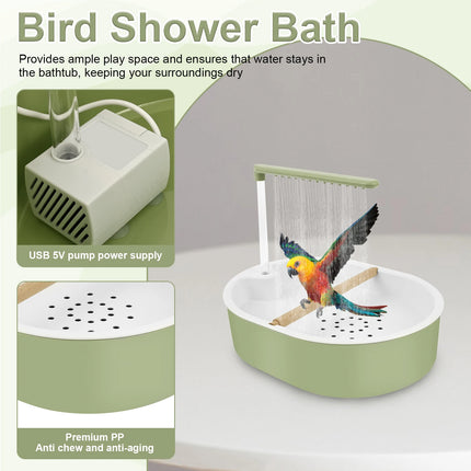 Parrot Automatic Shower Pet Bird Bath Cage Basin USB Electric Circulating Water Bird Bathtub for Lovebird Cockatiel Birds Toy
