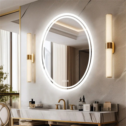 LED Lightd Bathroom Mirror Oval Illuminated Wall Vanity Mirror with Anti-Fog 3 Lighting Memory Function Backlit Makeup Mirror