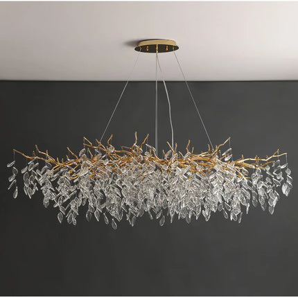 Nordic Luxury Living Room Branch Led Pendant Lights Lustre Crystal Art Hanging Lamp Modern Suspend Lamp Gold Chandelier Fixtures