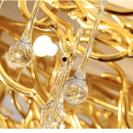 Gold ceiling light chandelier modern hotel bedroom dining room living room home interior glossy Led luxury chandelier