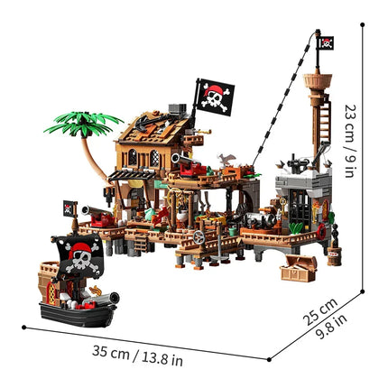 Pirate Ship Building Toys, Pirate Wharf Themed City Store Building Bricks Sets for