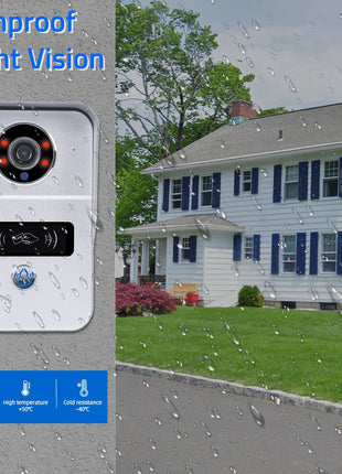 1080P 10 Inch Touch Screen Wifi Video Doorbell, Smart TUYA Home Video Intercom 32G Card Rceord Kit Motion Detection ID Unlcok
