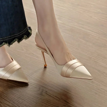 2025 Women's Summer Brand Women's Slingback Sandals High Heels Fashion Pointed Toe Slip On Women's Elegant Formal High Heels
