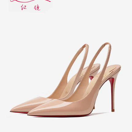 Heeled sandals Red Shiny Bottoms Naked color luxury Hollow