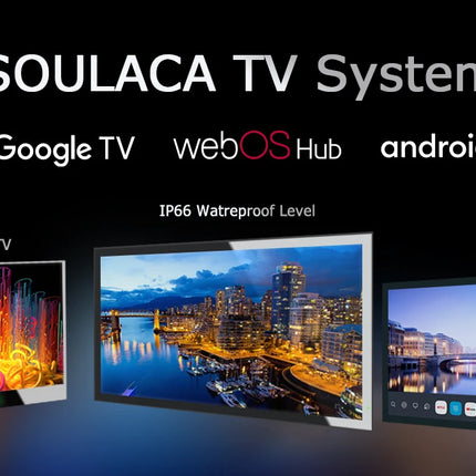 Soulaca 43inch Mirror TV Large Smart 4K Screen Vanishing IPX6 Waterproof for Bathroom SPA Google System WiFi Bluetooth