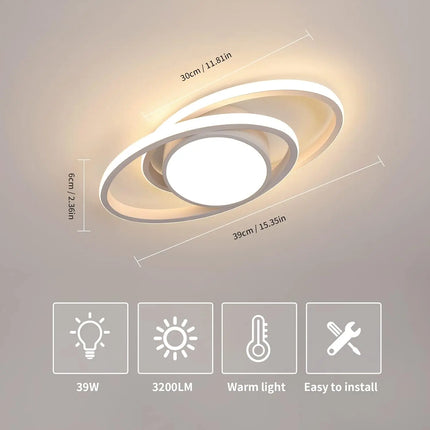 Modern LED Ceiling Light,39W 4385lm LED Ceiling Lamp for Bedroom Kitchen Living Room,Warm White 3000K 39CM