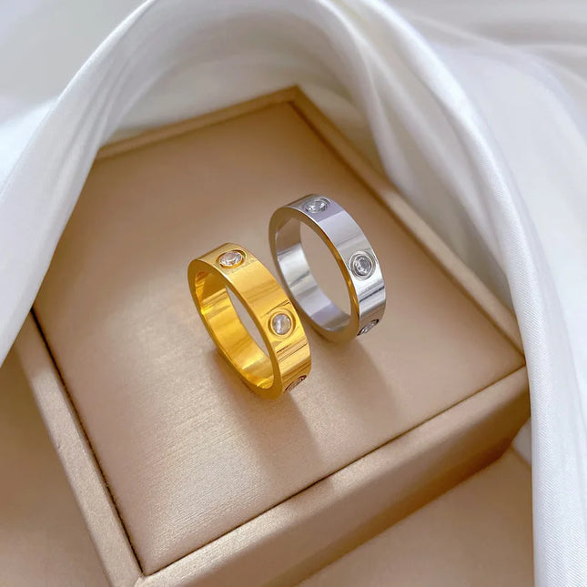 Trendy Cool Simple Gold Color Stainless Steel Rings For Women Exquisite Casual Finger Ring Jewelry High Quality Gift