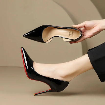 leather pointed shoes shallow mouth slim single order shoes for women