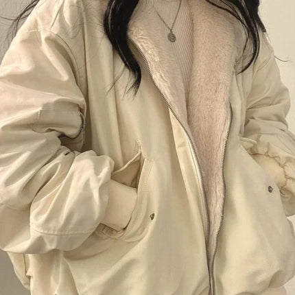 New Jackets for Women Thick Warm Parkas Oversized Double Sided Hooded Coat Korean Fashion Casual Loose Zip Up Jackets Coat Women