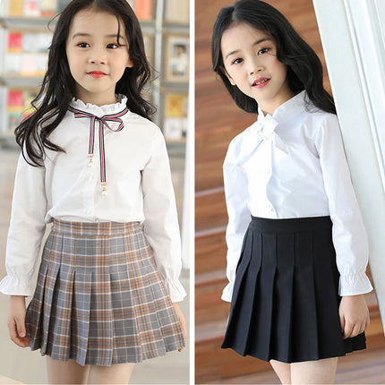 Girls High Waist Solid Pleated Mini Skirt for 4-12Y Girl Summer Korean Preppy Style Fashion Dance Skirts Student A-line Skirts