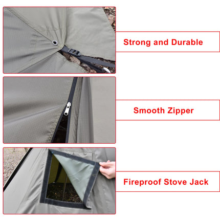 Tomshoo Flame-retardant Pyramid Hot Tent Outdoor Camping Waterproof Teepee Tent 1Person Tipi Tent Winter Stove Tent w Snow Skirt