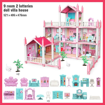 Princess Castle Villa Assembly Doll House Set Toy Girl Family Toy Children's