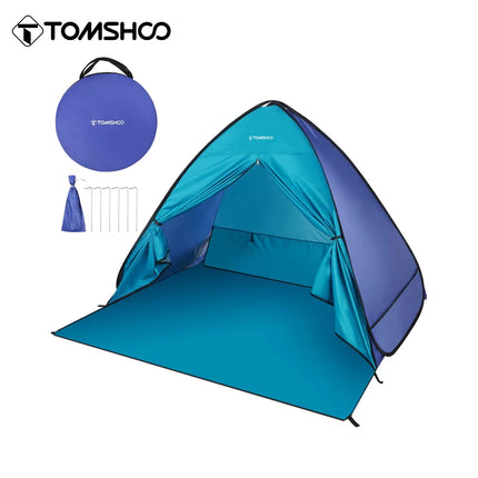 TOMSHOO Pop Up Tent 3-4 Person Outdoor Camping Beach Tent Travel Lightweight Outdoor Beach Shade Sun Shelter Tent Canopy Cabana
