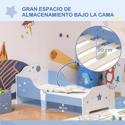 3 years 143x74x59 cm children's bed with blue stars Print