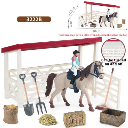 Farm Stable House Horseman Farmer Poultry Horse Animals Figurine Cute Kids Toy Gift