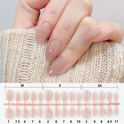 150Pcs Gradient Nude Short Almond Fake Nails XS/S/M Size Glossy Full Cover Press On Nail French False Fingertips for Women Daily