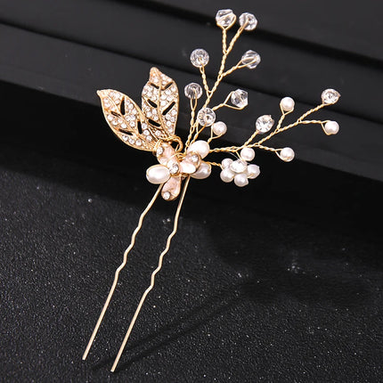 Fashion Crystal Pearl Rhinestone Hairpins Stick Hair Clip For Women Bridal Hair Accessories Party Wedding Hair Clips Jewelry
