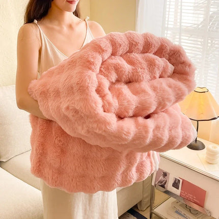 Luxury Premium Imitating Rabbit Fur Blanket Double-sided Plush Thickened
