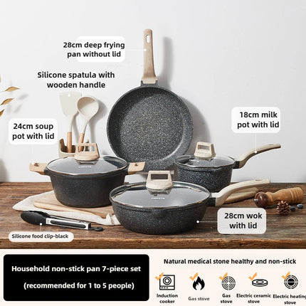 Cookware Set: Tourmaline Non-Stick Pan, Complete Set For Household Kitchen, Cooking Pot