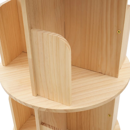 360 Rotating Wooden Bookshelf Livingroom Storage Rack Floor Standing Bookcase for Kids&Adults