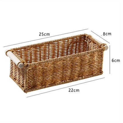 Imitation Rattan Storage Basket Storage Basket Bin Organizer Woven Baskets for Bedroom Kitchen Home Bathroom Coffee Table