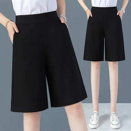Office Lady All Season New All-match Woman Wide Leg Pants Oversize 6XL High Waist Elastic Solid Korean Fashion Straight Trousers