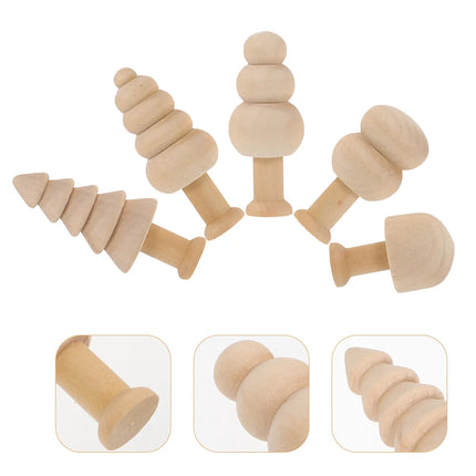 5Pcs Wooden Diy Painting Craft Supplies Kids Home Decor Unfinished Wood