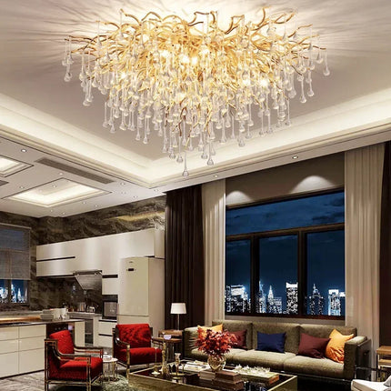 Gold ceiling light chandelier modern hotel bedroom dining room living room home interior glossy Led luxury chandelier