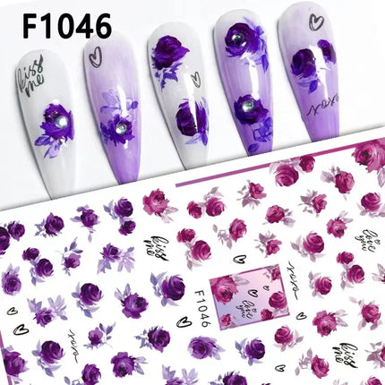 1PCS New Autumn Flowers Nail Decals Animal Nail Stickers Flower
