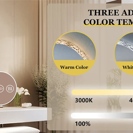 LED Bathroom Mirror Irregular Vanity Mirror With Backlit  Clear-crystal Glass Frame Wall Mounted Mirror 3 Colors Setting Anti-fo