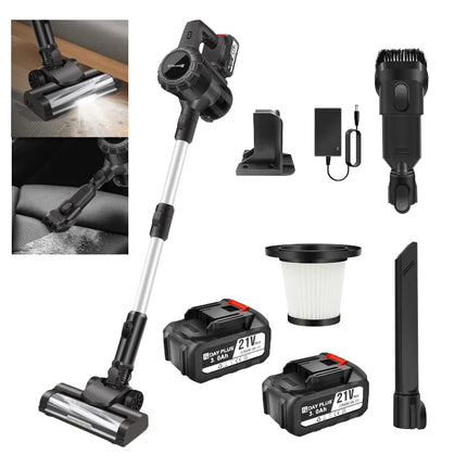 Vacuum 550W 45KPA｜2 Batteries｜LED Displa Self-Standing｜Pet Hair/Carpet/Hard Floor (Black)