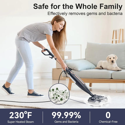 Steam Mop Cleaner with Rotating Mop Pad 10 in 1 Lightweight Spin Mop 1300W Powerful Floor Steamer