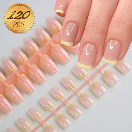 100Pcs Light Pink Press on Nails Short Medium Square