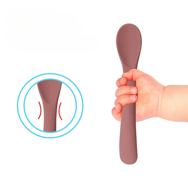 Food Grade Silicone Small Curved Spoon Baby Food Spoon Children Tableware Feeding Soft Spoon