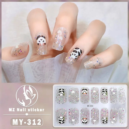 Panda Style Baking Free Gel 5D Nail Sticker Full Nail Self Adhesive Sticker