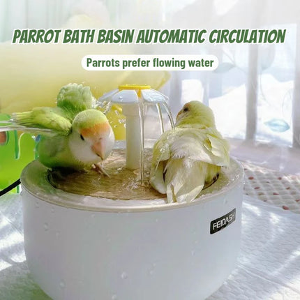 Auto Circulating 2-in-1 Parrot Bath & Pet Water Fountain Drip-Free Design for Small Pets USB Powered  pet toys  bird toys