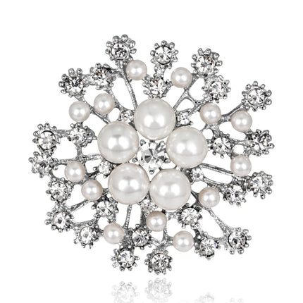 New Shiny Sun flower Brooches For Women Luxury Big Pearl Rhinestone Brooch Pins Jewelry Dress Suit Accessories Wedding Gifts