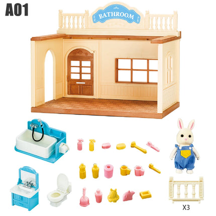 Dollhouse Furniture Family House Villa Simulate Forest Rabbit Animal Scene Toy Display Furniture Toy Gift