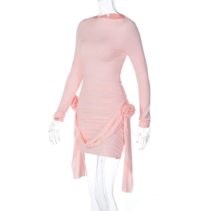 Dulzura Women 2024 Autumn Winter Long Sleeve Party Club Streetwear Bodycon Short Mini Dress Wholesale Items For Business 412422G