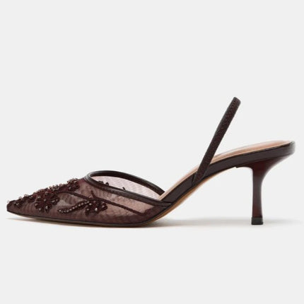 Heels for ladies Elegant String Bead pumps Summer Luxury Designer Shoe
