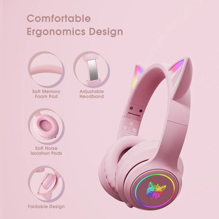 RGB Cat Ear Bluetoothcompatible 5.0 Wireless Gaming Headset