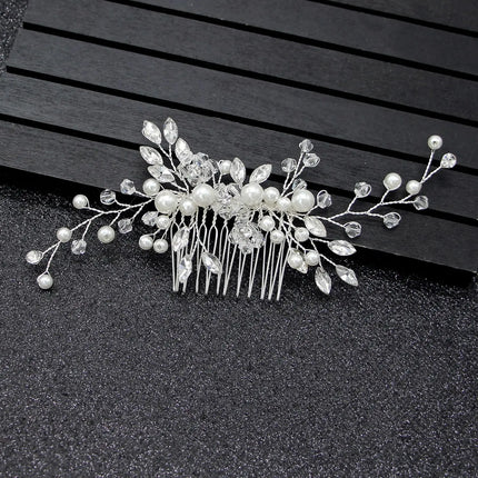 Handmade Pearl Crystal Leaf Tiara Headband For Ladies Wedding Jewelry Tiara Bridal Hair Ornament Wedding Hair Ornament