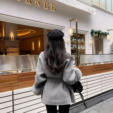 High End Double-sided Wool Strapping Real Wool Fur Coat Women's Removable Cuffs Fox Fur Temperament Cashmere Short Jacket