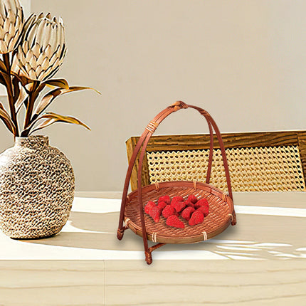 Bamboo Hand -Woven Fruit Plate Multi -Layer Refreshment Disk Display Shelf Bamboo Strip Basket Hotel Pastry Basket Fruit Plate
