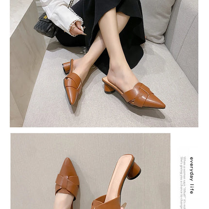 Summer Riband Decoration Slippers Women Fashion High Quality Round Heel Shoes Casual Sweet High Heels Plus Size 42 Women Sandals