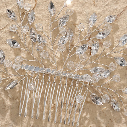 New Silver Alloy Hair Comb Handmade Pearls Rhinestones Fashion Metal Headpiece Elegant Hair Jewellery Accessory For Women