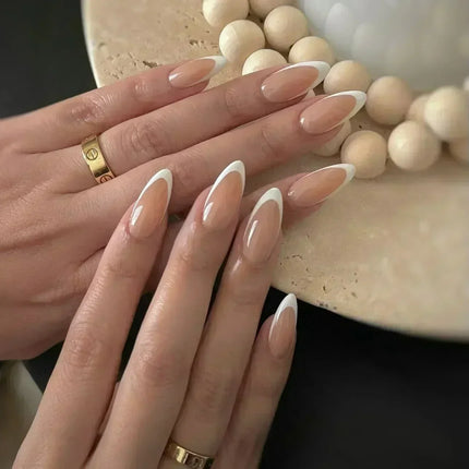 24Pcs French False Nails Almond Fake Nails